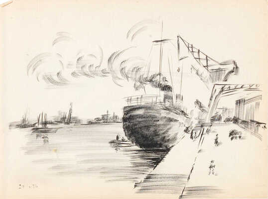 Расторгуев Сергей Николаевич. Альбом с пейзажами южного города, портретами и юмористическими зарисовками. 26 листов.